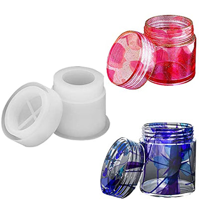 4 Style DIY Jewelry Resin Casting Molds Bottle Storage Jar With Lid Crystal Epoxy Mold Kit Handmade Craft Aromatherapy Candle Making Tool Clear Silicone Plaster Clay Mould (Cylinder Bottle) - color: (Cylinder Bottle)