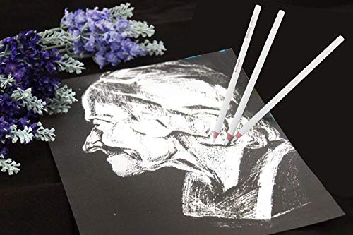 BXT 3pcs White Charcoal Pencils for Highlight,Drawing - color: 3pcs white