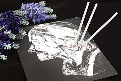 BXT 3pcs White Charcoal Pencils for Highlight,Drawing - color: 3pcs white