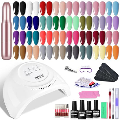 JODSONE 36 Pieces Gel Nail Polish Set U V Light Nail Drill Beginner Set Glossy Surface Easy To Apply Matte Texture All-In-One Manicure Kit - color: 32KIT 1G 01-A 107P
