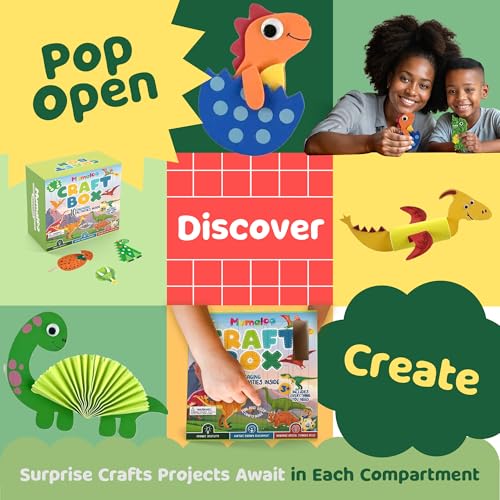 Mumaloo Dinosaur Craft Box - 10 Creative Arts and Crafts for Kids Ages 4-8, Fun, No Mess, Educational, Toddler, Preschool & Homeschool Activities Kit with Supplies, 3 4 5 6 7 8 Year Old Girls and Boys - color: Dinosaur