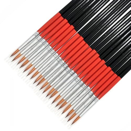 Size #2 Pointed Round Paint Brush, Pack of 20, Premium Quality Synthetic Hair for Acrylic Watercolor Oil Gouache Painting by Students, Professionals and Artists - size: Size #2 Pointed Round (20 PCS)
