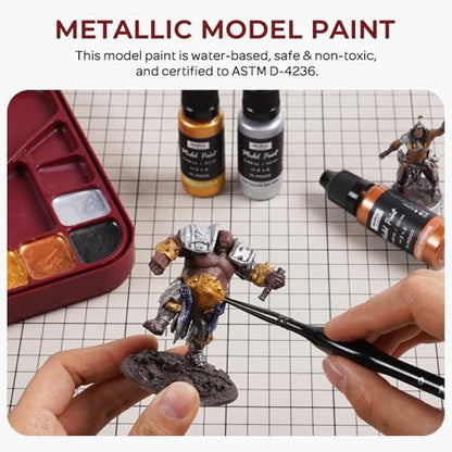Nicpro 10 Colors Metallic Model Paint Set, 20ml Ready to Use Modeling Acrylic Paints, Brush & Airbrush Compatible, Miniature Paint Set for Beginner & Pro on Model, Scale Figure, Crafts, with 1 Thinner - style: Metallic