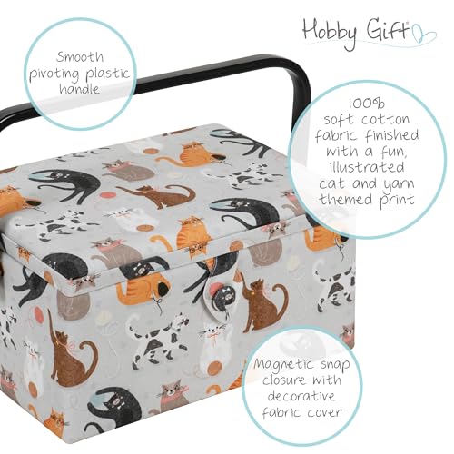 Hobby Gift Medium Sewing Storage Box, 18.5 x 25.5 x 14.5cm, Cats - color: Cats