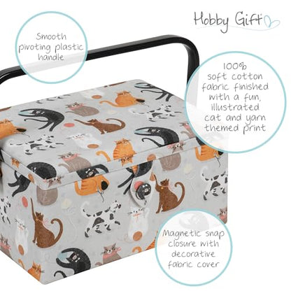 Hobby Gift Medium Sewing Storage Box, 18.5 x 25.5 x 14.5cm, Cats - color: Cats