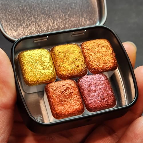 IUILE Handmade Watercolor Paints - Bronze Half Pan Set (5 colors) - color: Bronze