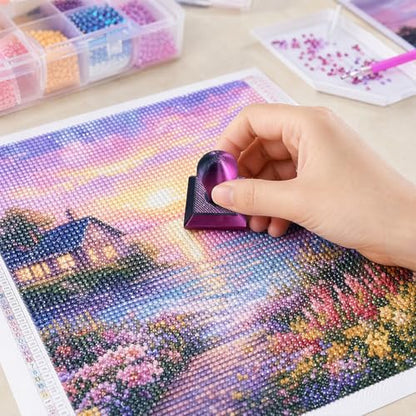 Diamond Art Painting Embossing Roller 3D Printing Diamond Art Painting Seal Press Diamond Art Painting Roller Tool Set for Multi-Color Square & Circular Drills (Matte Black Purple) - color: Matte Black Purple