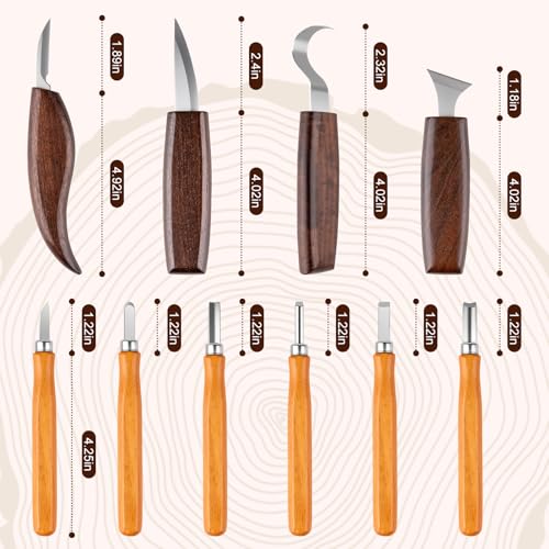 26 IN 1 Wood Carving Tools Kit for Beginners, Complete Woodworking Tools Set Including 4 Wood Knives and 6 Chisels, Wood Whittling Starter Kit for Woodworking DIY Hobby Projects