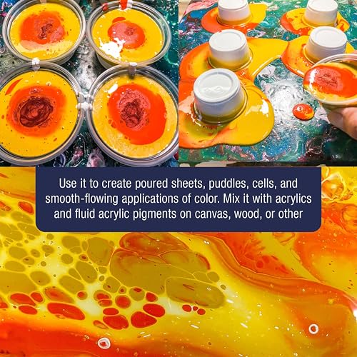 U.S. Art Supply Professional Gloss Pouring Medium 16oz (Pint) - Improves Paint Flow & Cell Effects Creator, Viscosity Adjuster for Art Acrylic Painting - size: 16 Fl Oz (Pack of 1)