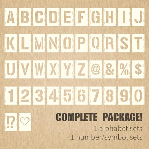42pcs Traceable Interlocking Stencil Template Set, 10 Inch Reusable Letter Stencils for Painting, Alphabet Numbers and Symbols for Bullet Journal Canvas Rock Sign Wall Art Fabric Chalkboard - style: 10 Inch