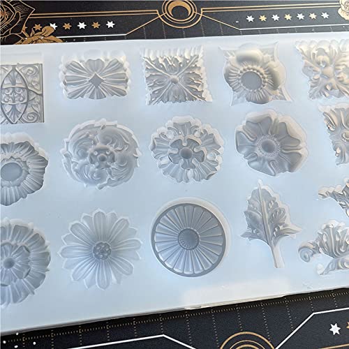 Crystal Epoxy Embossed Flower Pattern Mold Plaster Mold Decoration Silicone Pendant for Craft Silicone Pendant for Resin Casting