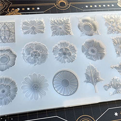 Crystal Epoxy Embossed Flower Pattern Mold Plaster Mold Decoration Silicone Pendant for Craft Silicone Pendant for Resin Casting