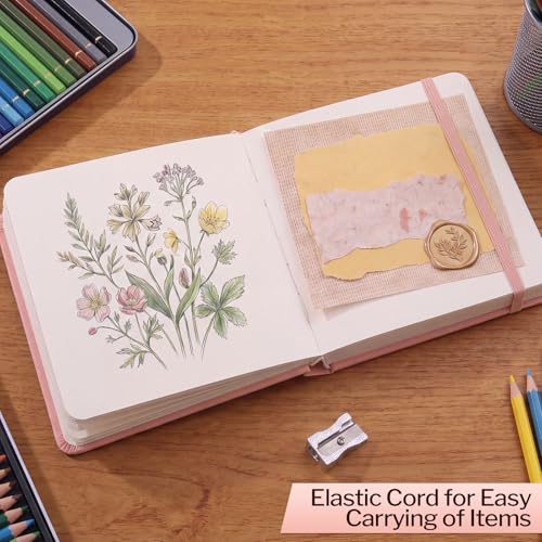 Hardcover Pocket Sketchbook, 5" x 5" Square Mini Sketchbook, 98lb/160gsm Heavyweight Tiny Sketch Book, 80 Sheets Small Travel Drawing Journal for Adults, Artist, Ideal for Gift (Pink) - color: Pink