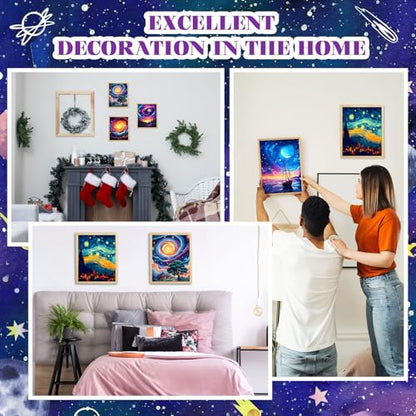 Humyoun 8 Sets 8" x 10" Starry Sky Pre Drawn Canvas to Paint for Sip and Paint Party Starry Sky Predrawn Coloring Set Pre Sketched Canvas Boards with Paints and Brushes for Adult - style: Starry Sky