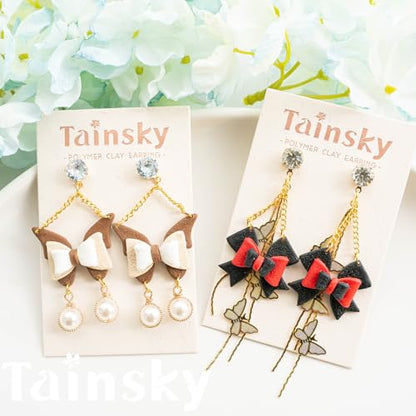 Tainsky Bow Polymer Clay Cutters, Love Knot Polymer Clay Cutters, 14 Shapes Bowknot Clay Cutter for Polymer Clay Jewelry, Ribbon Polymer Clay Earring Cutters (B) - color: BOW-B