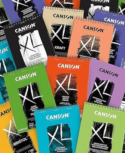 CANSON XL Watercolour 300gsm A3 Paper, Cold Pressed, Spiral Pad Short Side, 30 White Sheets, Ideal for Professional Artists - size: A3