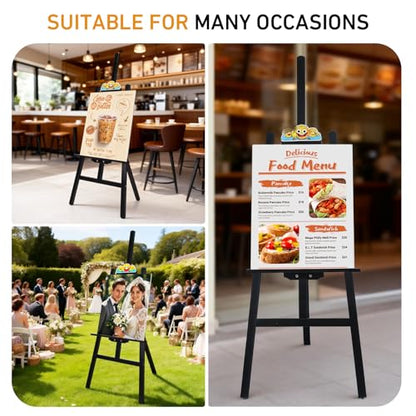 Adjustable Black Wooden Painting Easel for Adults/Students/Beginners, Foldable Art Easel for Canvas Up to 41", Heavy-Duty Pine Wood Easel for Painting, Drawing, Display, Wedding Sign & Poster - color: Black