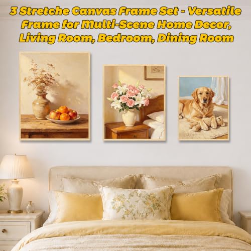 3 Pack Floater Frame Canvas with 8x10、11x14 、12x16 Canvas – Gallery Wrapped Canvas Set with Cotton-Linen Blend (400 GSM), 15 oz Acid-Free, Warp Resistant, Ready to Hang for Oil & Acrylic - size: 3pk- 8x10" to 12x16" Canvas