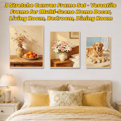 3 Pack Floater Frame Canvas with 8x10、11x14 、12x16 Canvas – Gallery Wrapped Canvas Set with Cotton-Linen Blend (400 GSM), 15 oz Acid-Free, Warp Resistant, Ready to Hang for Oil & Acrylic - size: 3pk- 8x10" to 12x16" Canvas