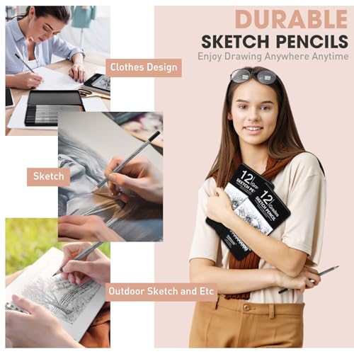 48 Pcs Drawing Sketching Pencil Set, Professional Drawing Pencils (10b - 6h) Graphite Sketch Pencil Artist Pencils Ideal for Beginners & Pro Artists, Drawing Art, Sketching, Shading Christmas Gifts