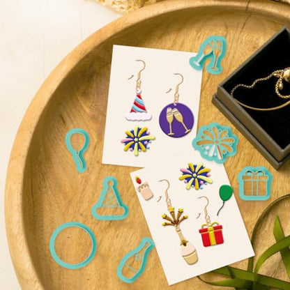14Pcs Celebrating Birthdays Polymer Clay Cutters Clay Earrings Cutters for Adults Polymer Jewelry Cutter for Earrings Making Birthday Party DIY Supplies - style: Celebrating Birthdays