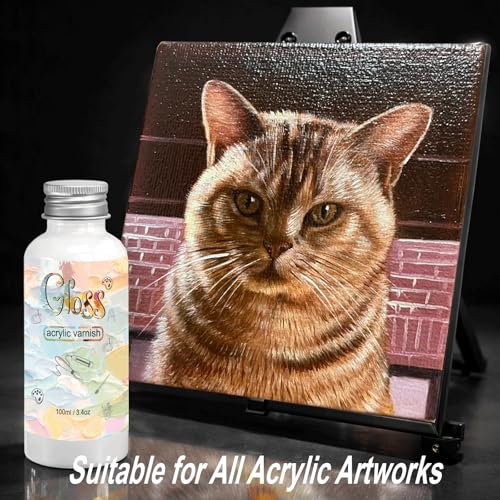 EIGTWEN Gloss Varnish for Acrylic Painting, 100ml Clear Acrylic Varnish Gloss Keeps Paintings from Yellowing, Cracking, Maintains Permanent Color - size: gloss