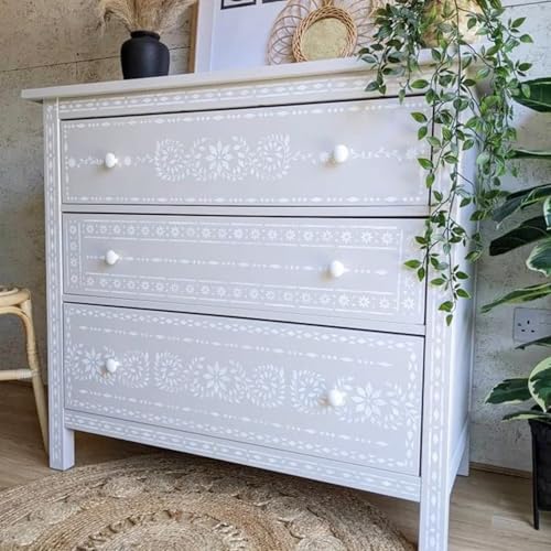 Border Stencils for Painting on Wood, Furniture Stencil for Crafts Reusable Wood Burning Drawing Art Paint Stencils and Patterns for Wall Table Chair Cabinet Canvas Furniture