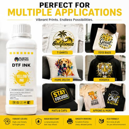 Premium DTF Ink Refill 500ml for Heat Transfer Printing, Compatible with Epson ET-8550, ET-8500, XP-15000, L1800, L805, R1390, R2400, DX5, DX7, XP600, I3200 Printers (Yellow, 500ml) - color: Yellow, size: 500ml