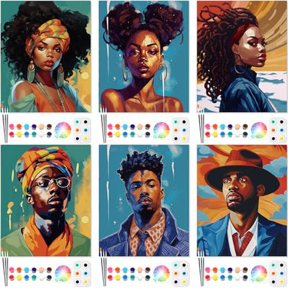 Dinifee 6 Pack Pre Drawn Canvas for Painting Pre Printed Canvas Kit 8 x 10 Inch Stretched Cotton Paint and Sip Set for Adults Couple Party Graduation Summer Date Night(Lover) - style: Lover