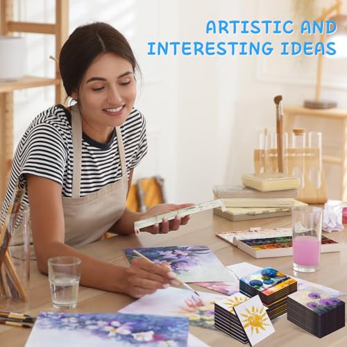Engrowtic 60 Pcs Mini Magnetic Canvas Panel Boards Magnetic Painting Canvas Panel Various Size for Painting Fridge Locker Art Crafts DIY(Classic) - style: Classic