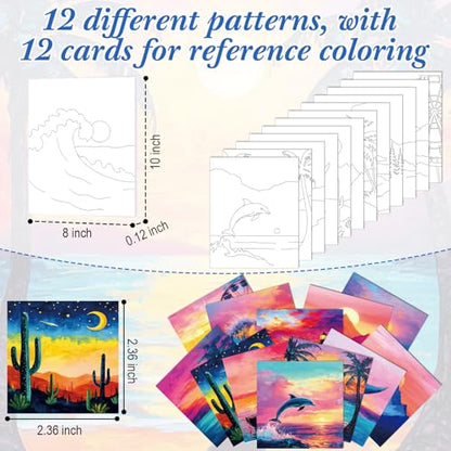 Sherr 12 Pcs Pre Drawn Canvas Pre Printed Canvas for Adults Sip and Paint Party Canvases Painting Kit for Summer Easter Mother's Day Party Favor(Beautiful Scenery,8 x 10 Inch) - size: 8 x 10 Inch, style: Beautiful Scenery