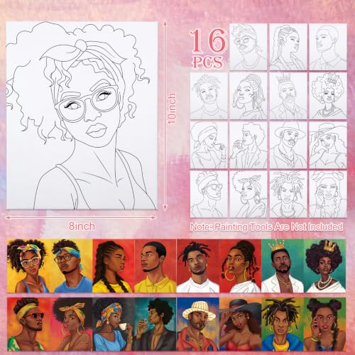 16 Pcs Pre Drawn Canvas for Painting for Adults Sip and Paint Kit | Pre Printed Canvas to Paint DIY Art Party Supplies Couples Date Night Girls Night (Couples, 8x10 in) - size: 8x10 in, style: Couples