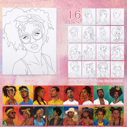 16 Pcs Pre Drawn Canvas for Painting for Adults Sip and Paint Kit | Pre Printed Canvas to Paint DIY Art Party Supplies Couples Date Night Girls Night (Couples, 8x10 in) - size: 8x10 in, style: Couples