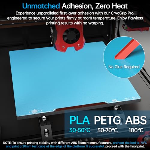 BIGTREETECH BIQU CryoGrip Pro Frostbite for Voron350 3D Printer 350x350MM Cold Build Plate Double Sided Strong Adhesion Spring Steel Sheet Room Temperature Print Upgrade Removable Heated Bed Cover - style: Frostbite(Voron350)