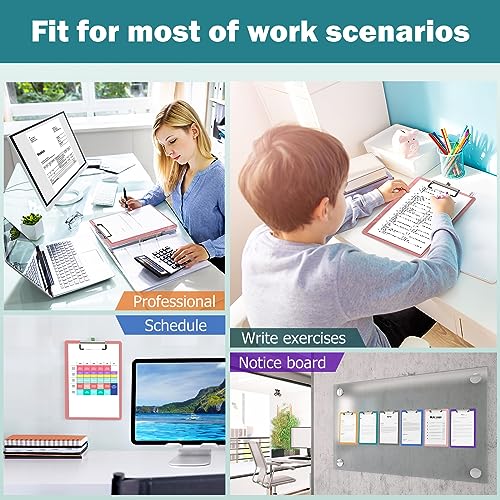Color Clipboards 12 Pack, A4 Plastic Clear Clip Board 8.5 x 11 for Classroom, Students, Kid, Woman, Size 9" x 12.5" with Low Profile Clip, Office & School Supply