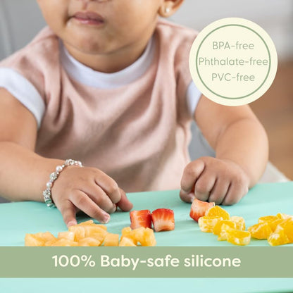 UpwardBaby Rectangular Silicone Placemat - Suction Food Catcher for High Chair & Kids, Non-Slip Washable Table Mats, Travel Toddler Placemat & Baby-Led Weaning Supplies, Mint - style: Food-Catching - Mint