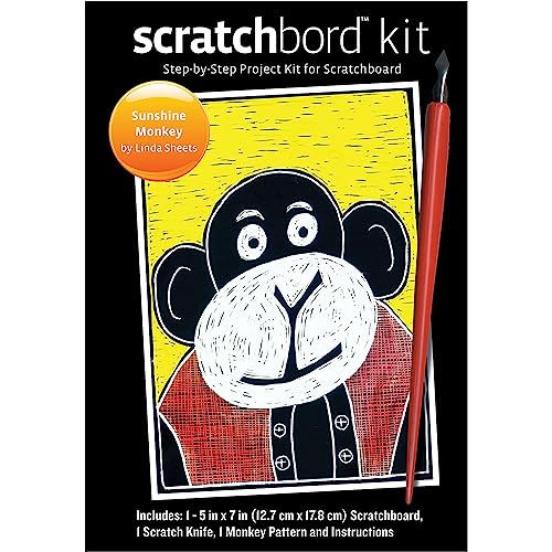 Ampersand Art Supply Scratchbord | Sunshine Monkey | 5’’ x 7’’ | Professional Scratchboard Art Panel | for Scratchboard Drawing, Illustration & Mixed Media - style: Sunshine Monkey