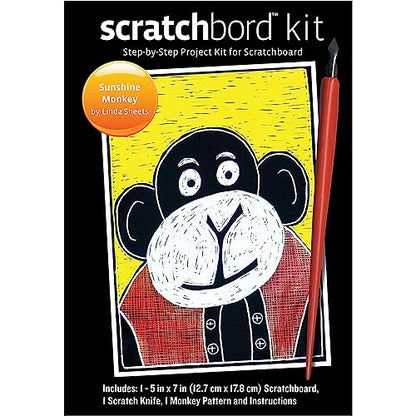 Ampersand Art Supply Scratchbord | Sunshine Monkey | 5’’ x 7’’ | Professional Scratchboard Art Panel | for Scratchboard Drawing, Illustration & Mixed Media - style: Sunshine Monkey