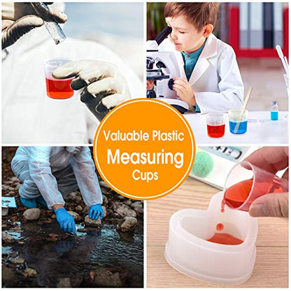 Coopay 50 Pack 30ml/1oz Plastic Graduated Cups Transparent Scale Clear Epoxy Mixing Cup with 100 Pack Wooden Stirring Sticks for Resin, Epoxy, Stain, Mixing Paint - size: 30ml