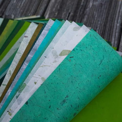 A4 Natural Banana bark, Leaves etc., Mulberry Paper Sheets Art Tissue Washi Paper Design Craft Art Origami Suppliers Card Making Writing Painting 50 Sheets (Green Leaves,Banana Bark, etc.,, A4) - color: Green Leaves,Banana Bark, etc.,, size: 8.3 X 11.7 In