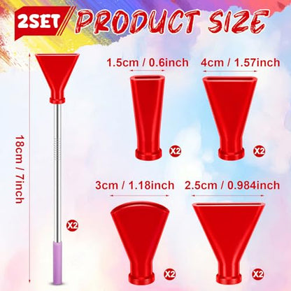 Leriton 8 Pcs Acrylic Pouring Paint Supplies, Stainless Steel Straw Blow Nozzles Set Fluid Art Tools with 4 Size Nozzles, Painting Nozzle Tool Accessories for Fluid Art Bloom and Dutch Pouring(Red)