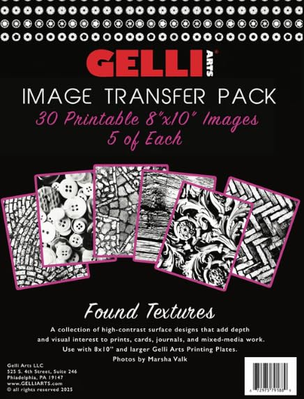 Gelli Arts Image Transfer Printables Pack – Collage Art & Texture Sheets for Gel Printing, Mixed Media, Scrapbooking, Card Making & DIY Crafts– 30 Printable 8x10 Images – Found Textures - color: black and white, shades of green, blue, and pink