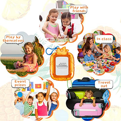 Outus 24 Pcs Mini Magnetic Drawing Boards Goodie Bags Stuffers for Kids Backpack Keychain Clip Drawing Board Erasable Sketch and Painting Pad for Classroom Rewards Party Favors (Pineapple) - style: Pineapple
