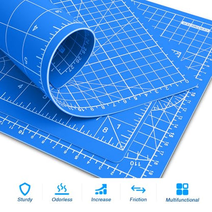 DIYSELF Cutting Mat 8in×6in, Self Healing Cutting Mat, A5 Rotary Cutting Mats for Crafts Sewing Hobby Fabric Project, 5-Ply Craft Cutting Board Double Sided, Craft Mat, Matting & Mounting Materials - color: Blue, size: 8"L x 6"W