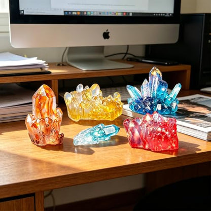 11 PCS Crystal Cluster Resin Mold Quartz Rock Silicone Molds,Different Shapes Epoxy Resin Molds DIY Gem Stone Jewerly, Candle,Soap,Clay