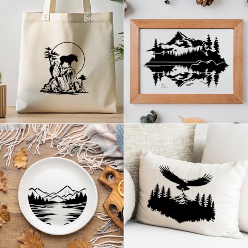 Large Stencils for Painting on Walls Wood Forest Animals Reusable Panels - style: Mountain animals