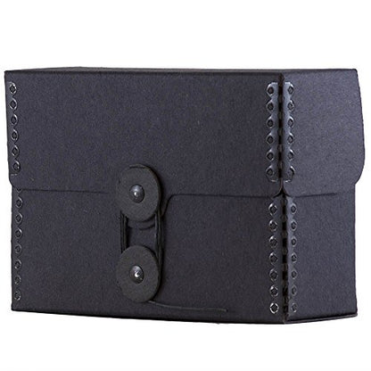JAM PAPER Kraft Portfolio with Button and String Tie Closure - Small Wide - 4 1/4 x 6 1/4 x 2 - Black Recycled - Sold Individually - color: Black Recycled, size: Small Wide (4 1/4" x 6 1/4" x 2")