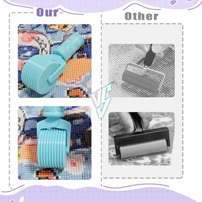 Jzzuau Diamond Art Roller Tool – 3D Printed Paint Straightening & Pressing Drills Roller, Easy-Grip Hand Roller for Rhinestone Embroidery, Essential DIY Craft Tool Accessories - color: Light Blue