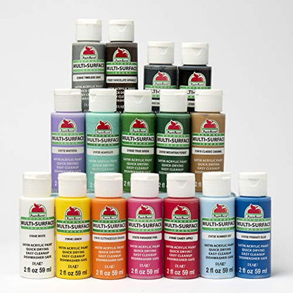 Apple Barrel Multi-Surface Paint Set (2-Ounce), Colors, 32 Fl Oz, 16 Piece