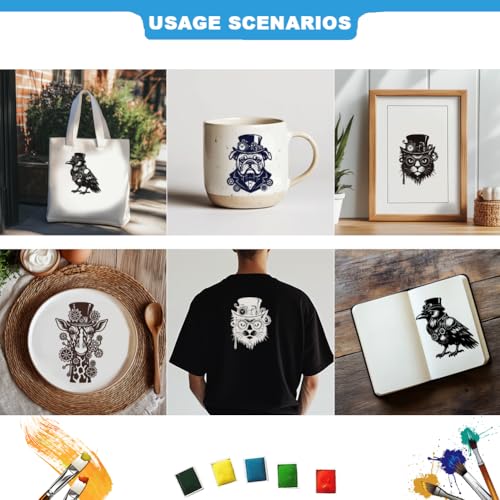 2 Sheets Punk Animal Silkscreen Stencil, Animal Printing Stencils Templates Reusable Self-Adhesive Silk Screen for Painting on Wall, Wood, T-Shirt, Fabric, Home Craft Decor, 8.7x11 Inch - style: Punk Animal